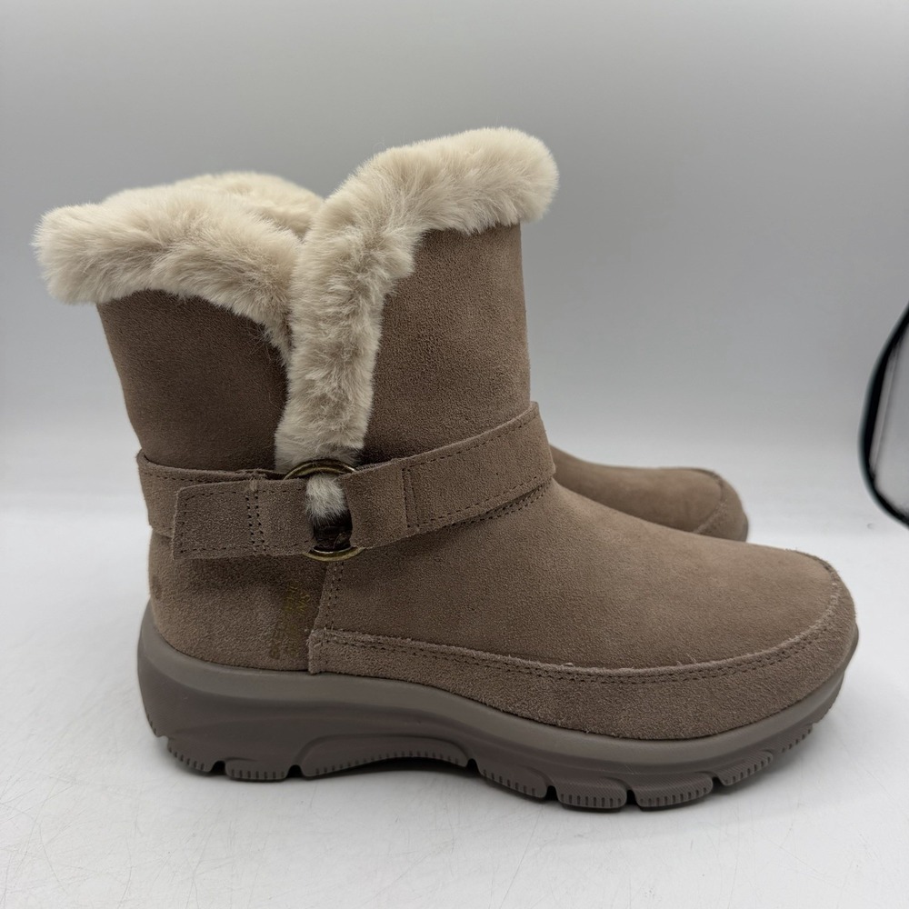 Skechers Easy Going Dreamers Luxe Vibe Boots Womens 5 Dark Taupe Ankle Slip Ins